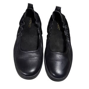 Vionic Uptown Ballet Flat Black Leather Orthotic Comfort Shoes Women 8.5